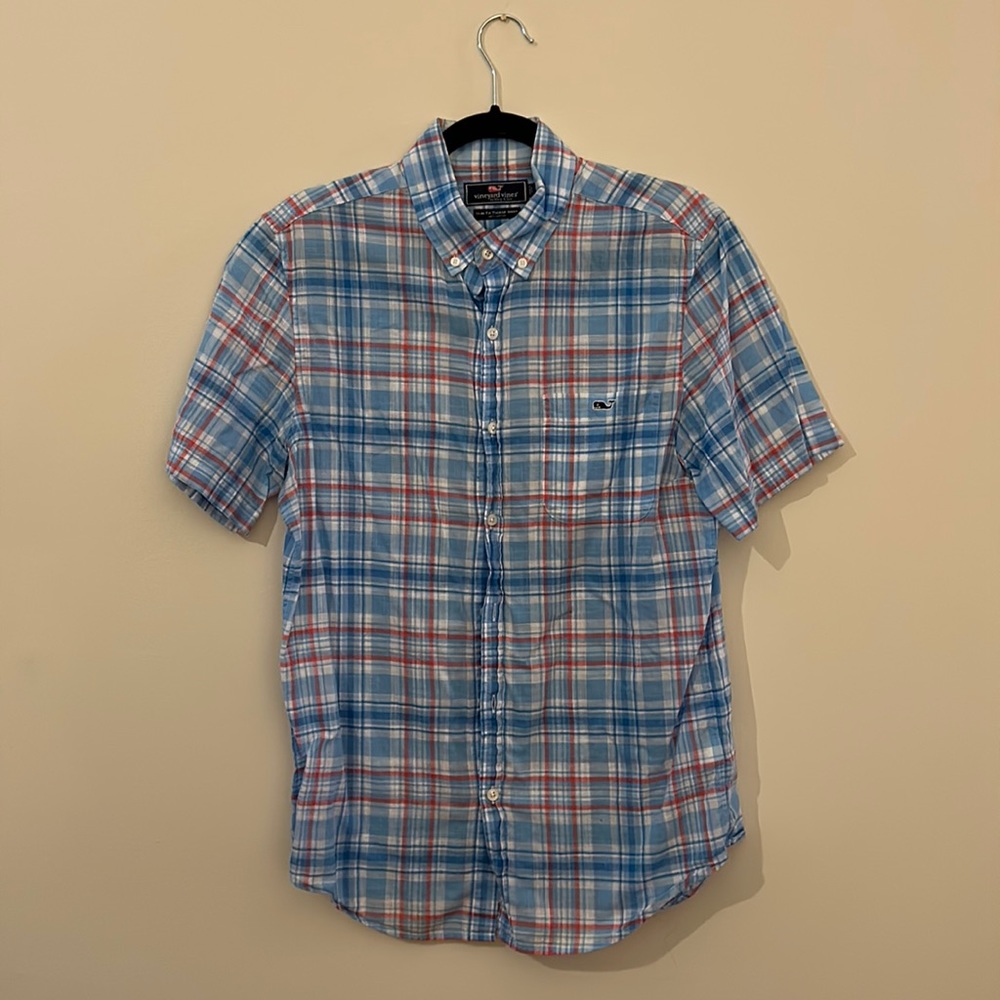 Vineyard vines short sleeved checked Tucker shirt